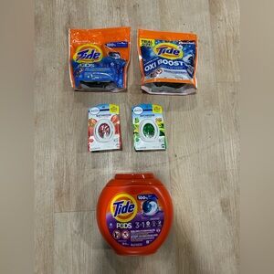 New Tide washing pods and Febreze Gain bathroom fresheners (no plug needed)